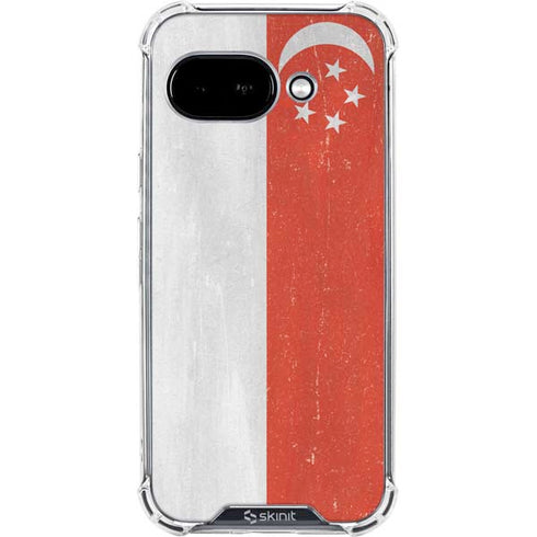 Singapore Flag Distressed Google Pixel 9a Clear Case